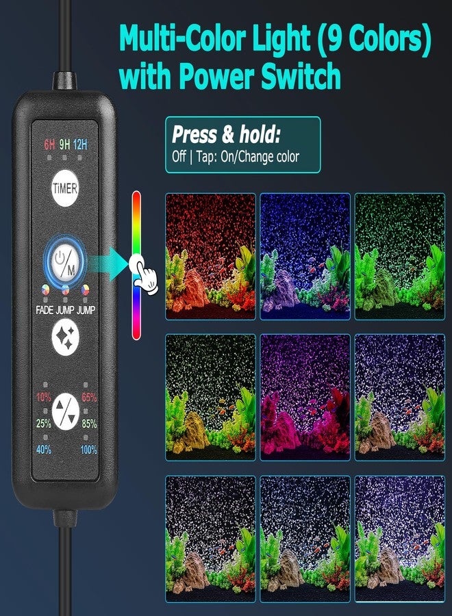 fishkeeper Submersible Fish Tank Light with Air Bubble Hole Color & Brightness & Timers Adjustable IP68 Waterproof Aquarium Bubble Light for Fish Tank Accessories Bubbler Wall (5W, Pump Not Included) - Image 2